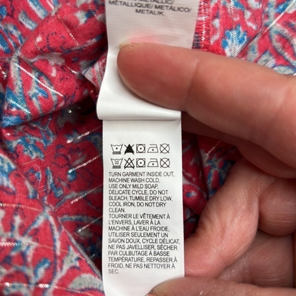 LUCKY BRAND Women’s Floral Red Blue Cold Shoulder Baby Doll Top Sz S - Picture 11 of 11